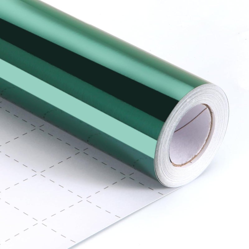Donyang Dark Green Metallic Wrapping Paper, 17inch x 33ft Solid Color Lustre Paper, Green Craft Gift Wrapping Paper Roll with Grid Cutting Lines for Christmas, Birthday, Wedding, Valentine's Day, Baby Shower - Image 1